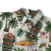 Tiki Mask Hawaii Shirt, Aloha Flowers Surfing Tiki Hawaii Shirt